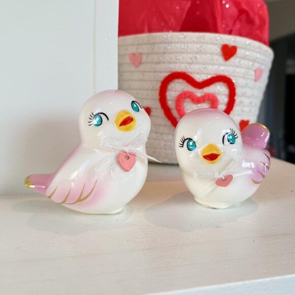 Ceramic Lovebird Figurines - Pink SPRITZ - Picture 3 of 9